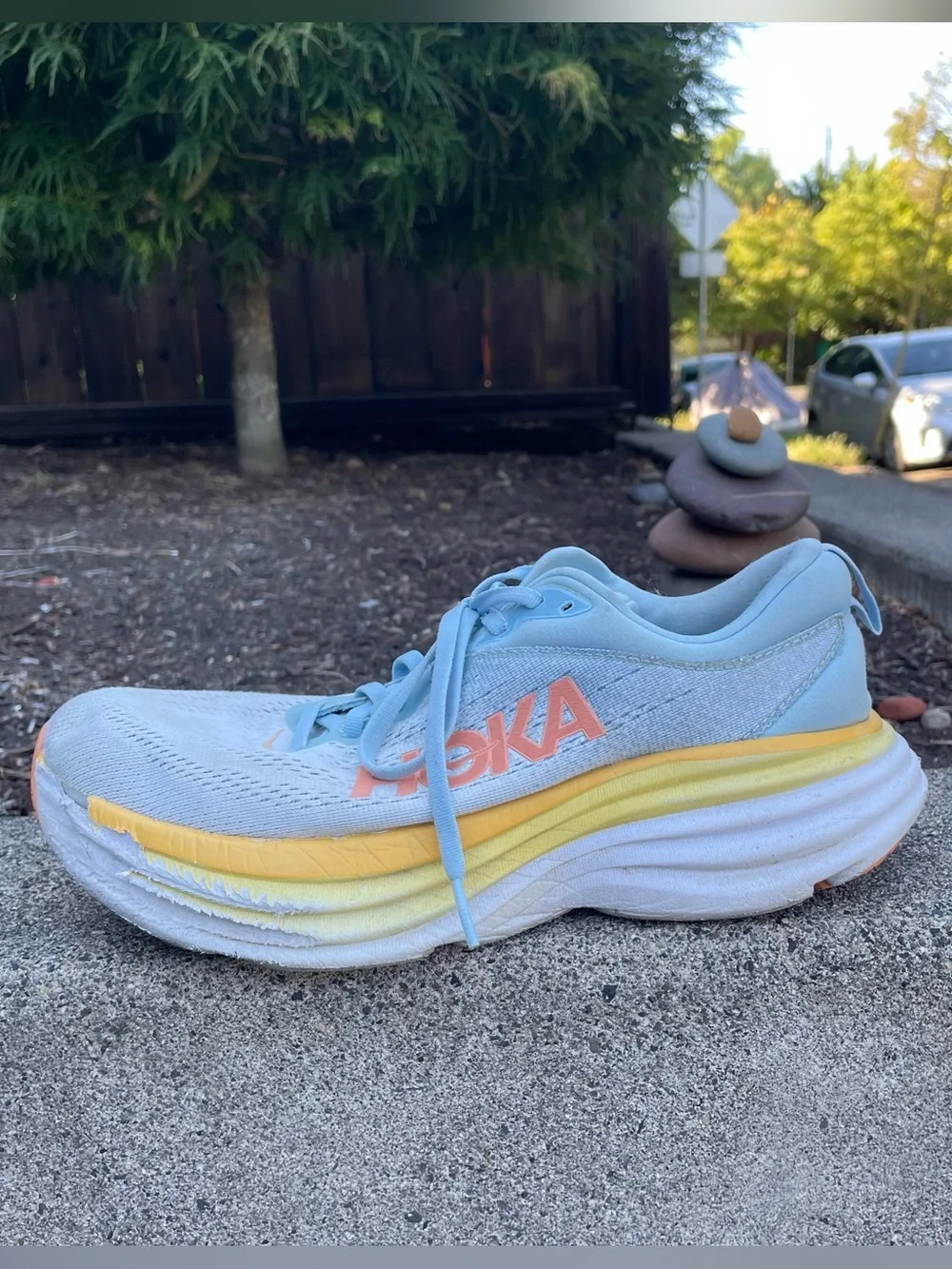 Hoka One One blue yellow